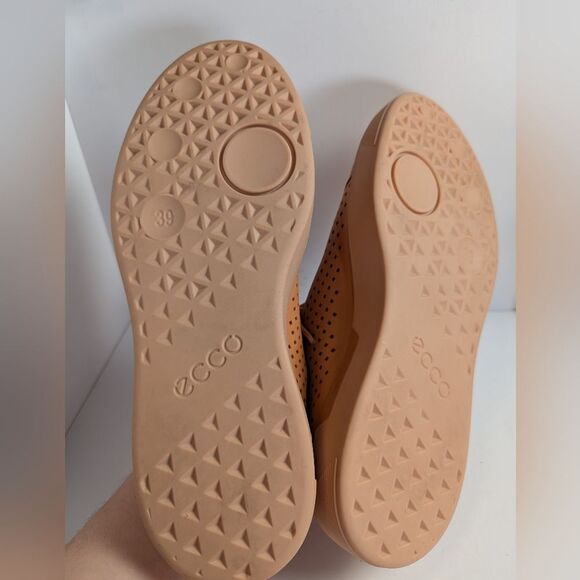 Ecco Street Tray Orange Tan Leather Perforated Sneakers Womens 8/8.5 US 39 EU - Picture 7 of 8